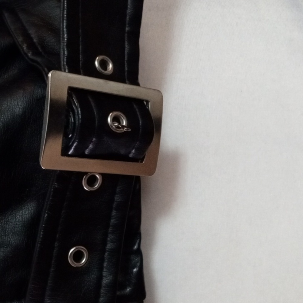 Fashion Nova Black Leather Moto Jacket & Shorts - Picture 13 of 15